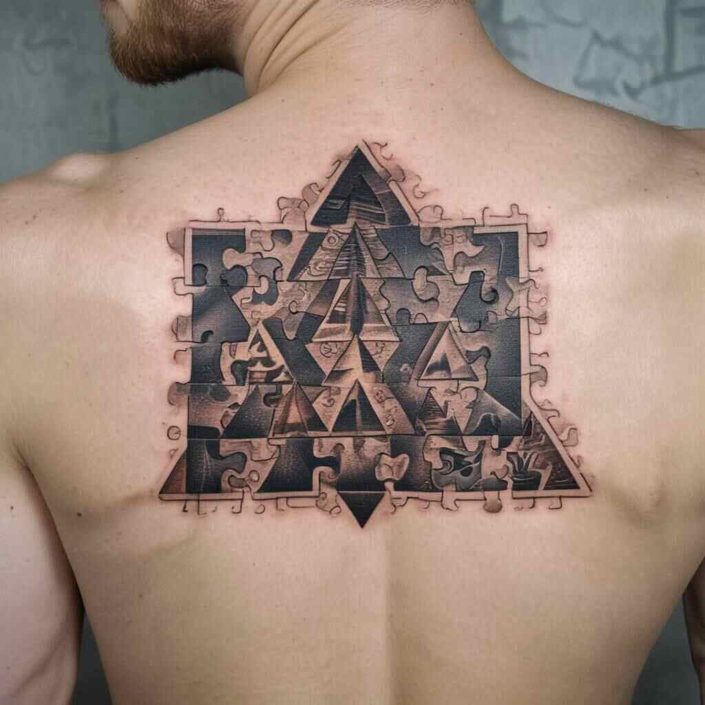 43 Immortal Ideas Of Meaningful Pyramid Tattoos That Have The World Of Art In A Chokehold! 34 Puzzle Piece Pyramid tattoo
